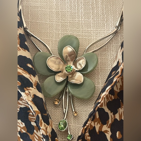 NWOT Green Sunshine Floral Necklace & Earrings. Excellent! - Picture 13 of 14